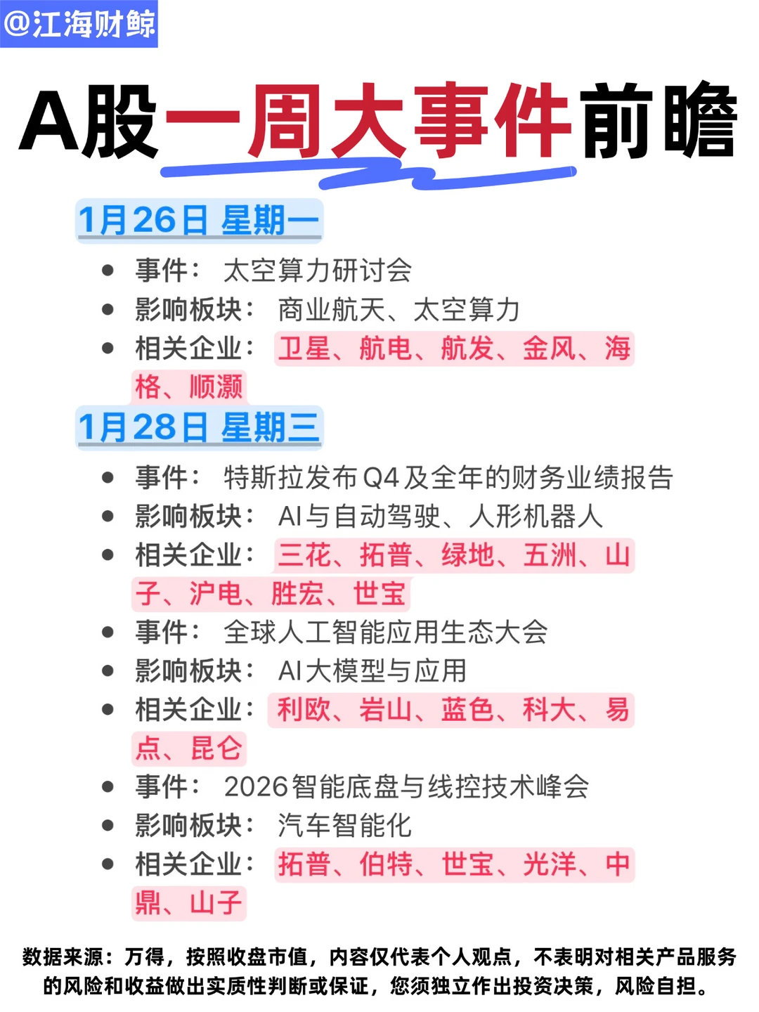 🔥A股本周大事件前瞻（1.26-1.31）