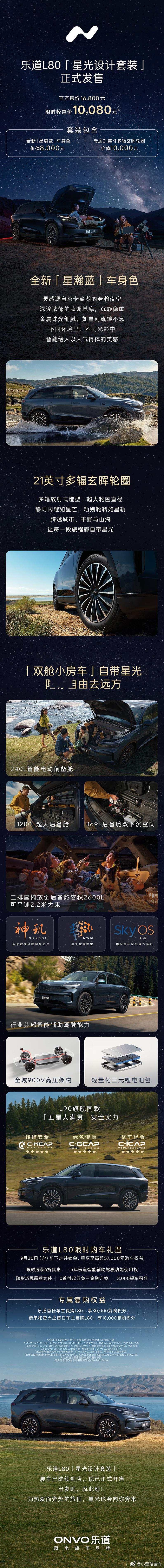 乐道L80“星光设计套装”上新啦！钓鱼✔️房车✔️露营✔️户外厨房✔️大空间✔️