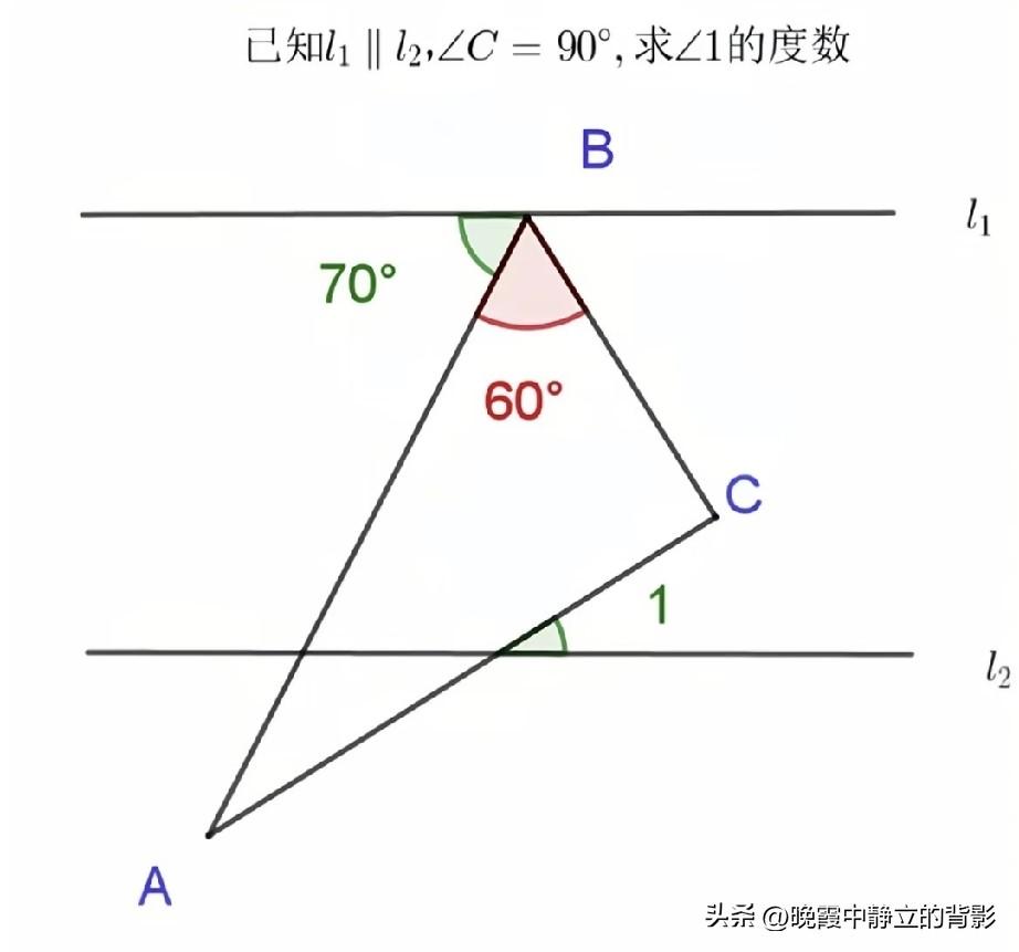 已知l_1\parallel l_2，\angle C=90^\circ，这道平