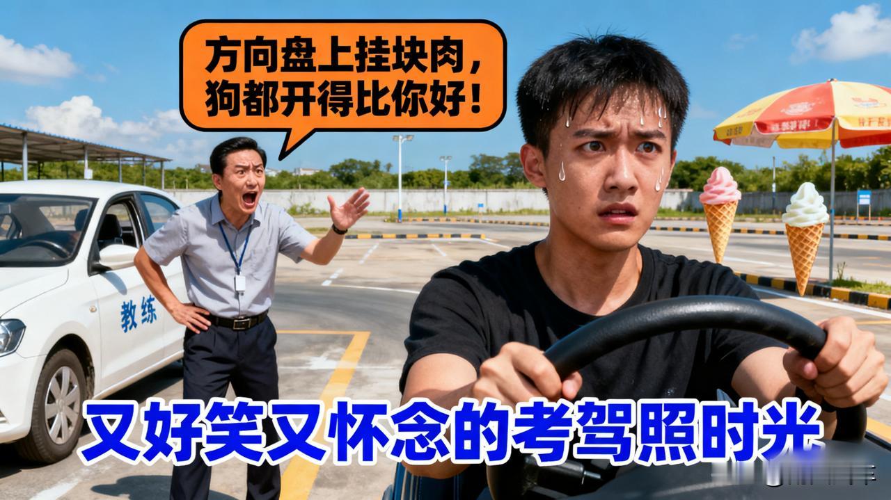 考驾照的“辛酸史”，说来听听！

当年被教练骂得狗血淋头，“方向盘上挂块肉，狗都