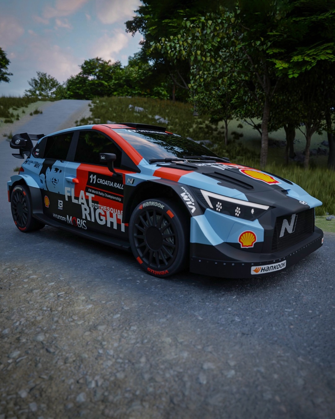 现代为自家出战WRC克罗地亚拉力赛的i20 N Rally1赛车继续用上了致敬已
