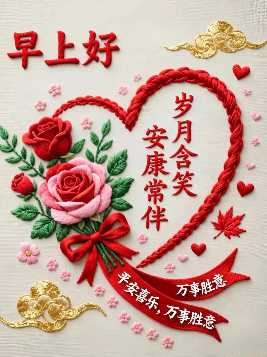 🌷
 
愿你晨起，清风入怀，
愿你生活，自在轻快。
送你喜乐，时时环绕；
送你