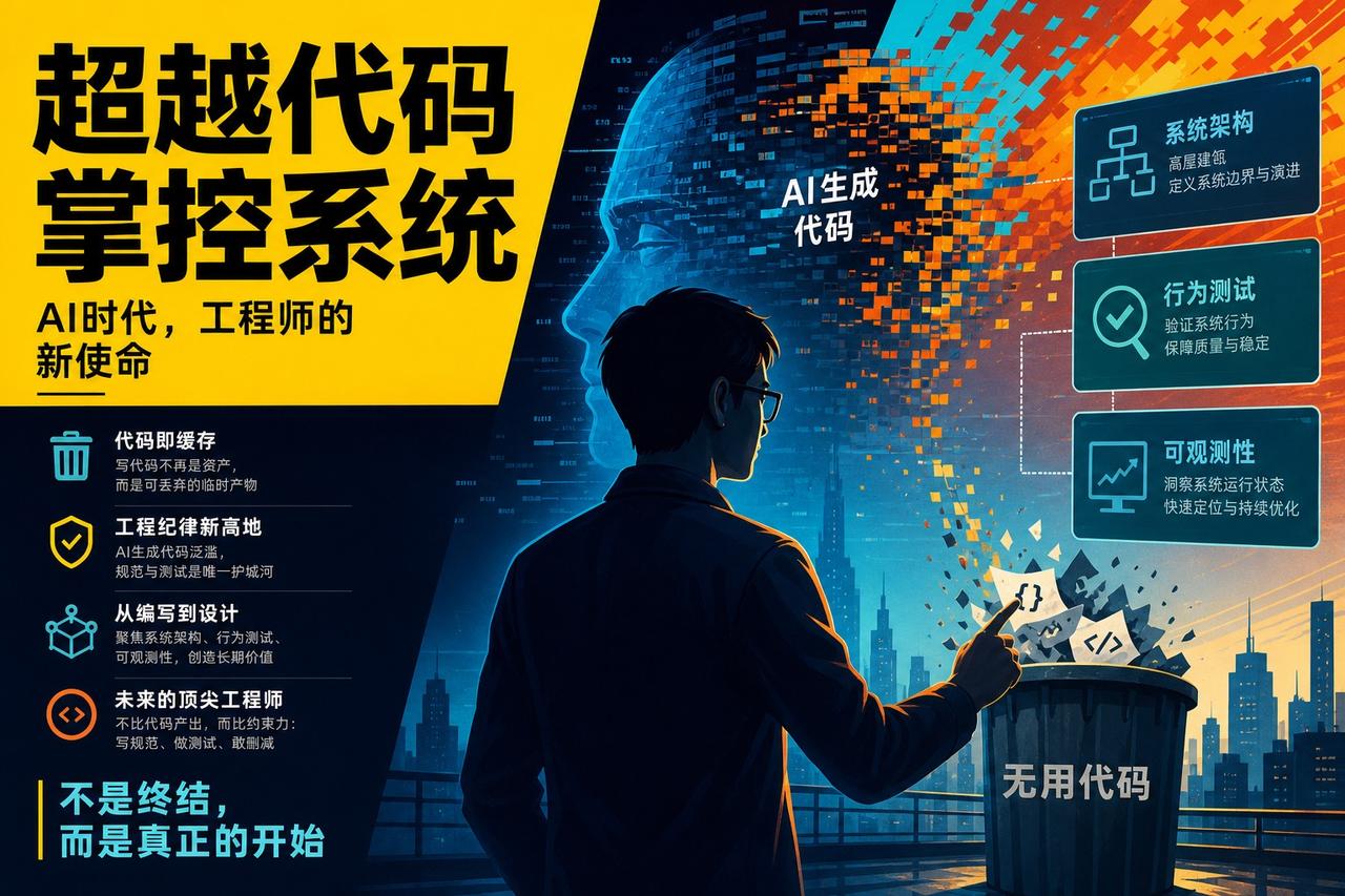 【AI时代的程序员：代码成了临时缓存，纪律才是终极资产】

当AI让写代码变得近