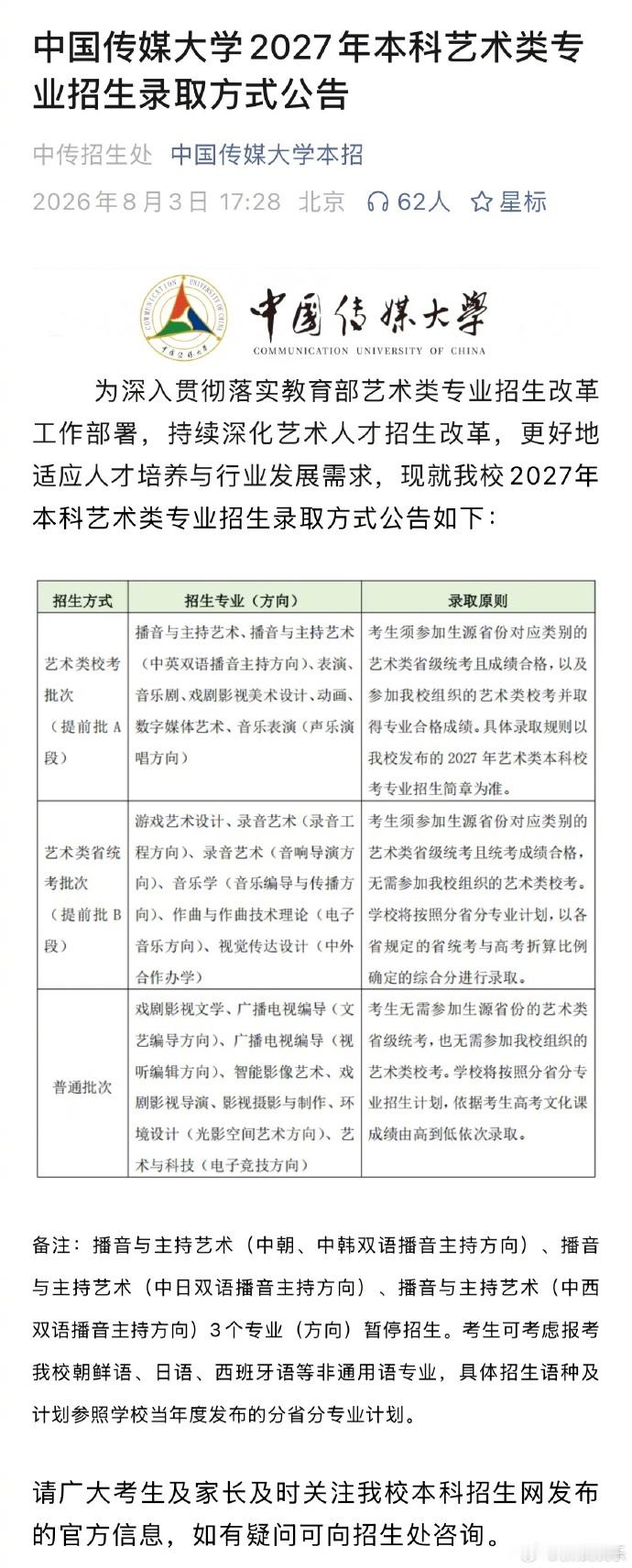 中传 取消艺考看到都在说艺术天分，其实成绩好的人都很聪明，学什么都很快。像最近很
