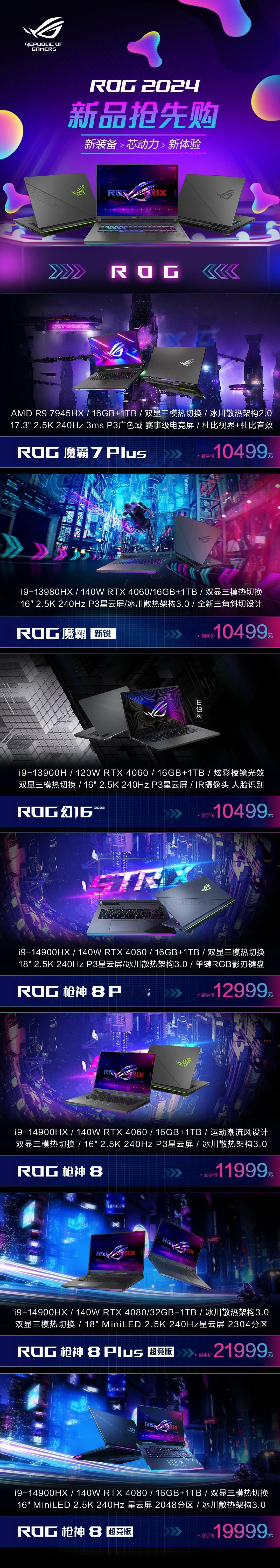 旗舰电竞机皇ROG枪神8系列来了，酷睿14900HX处理器硬核登场，至高RTX 