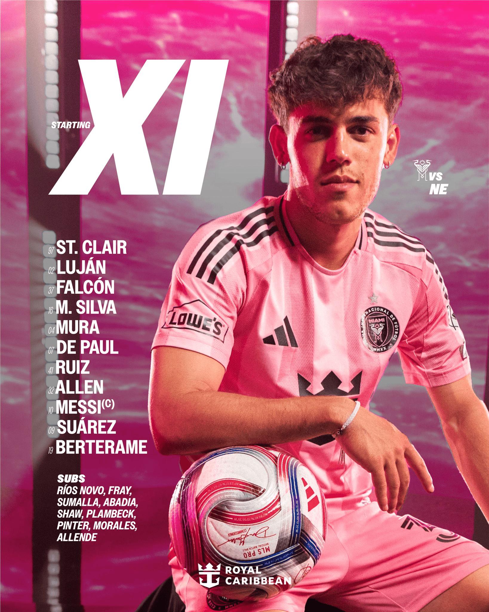 迈阿密vs新英格兰革命首发：梅西领衔，苏亚雷斯出战