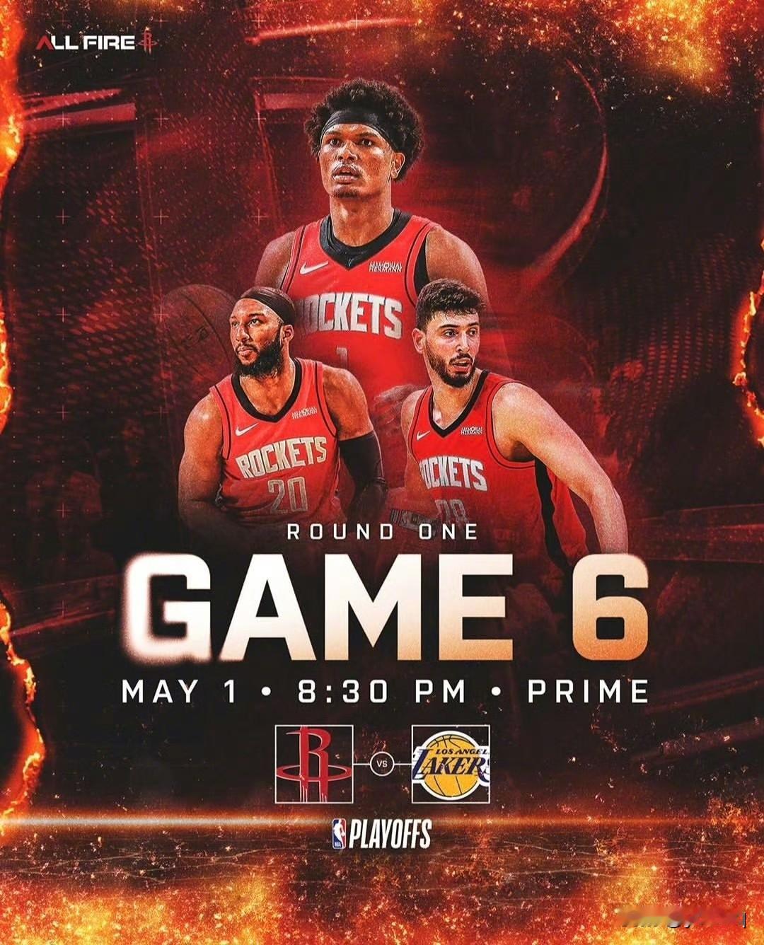 R1G6火箭明天上午9:30主场vs湖人。
G6火箭主场依旧没有后路可退除了拼搏