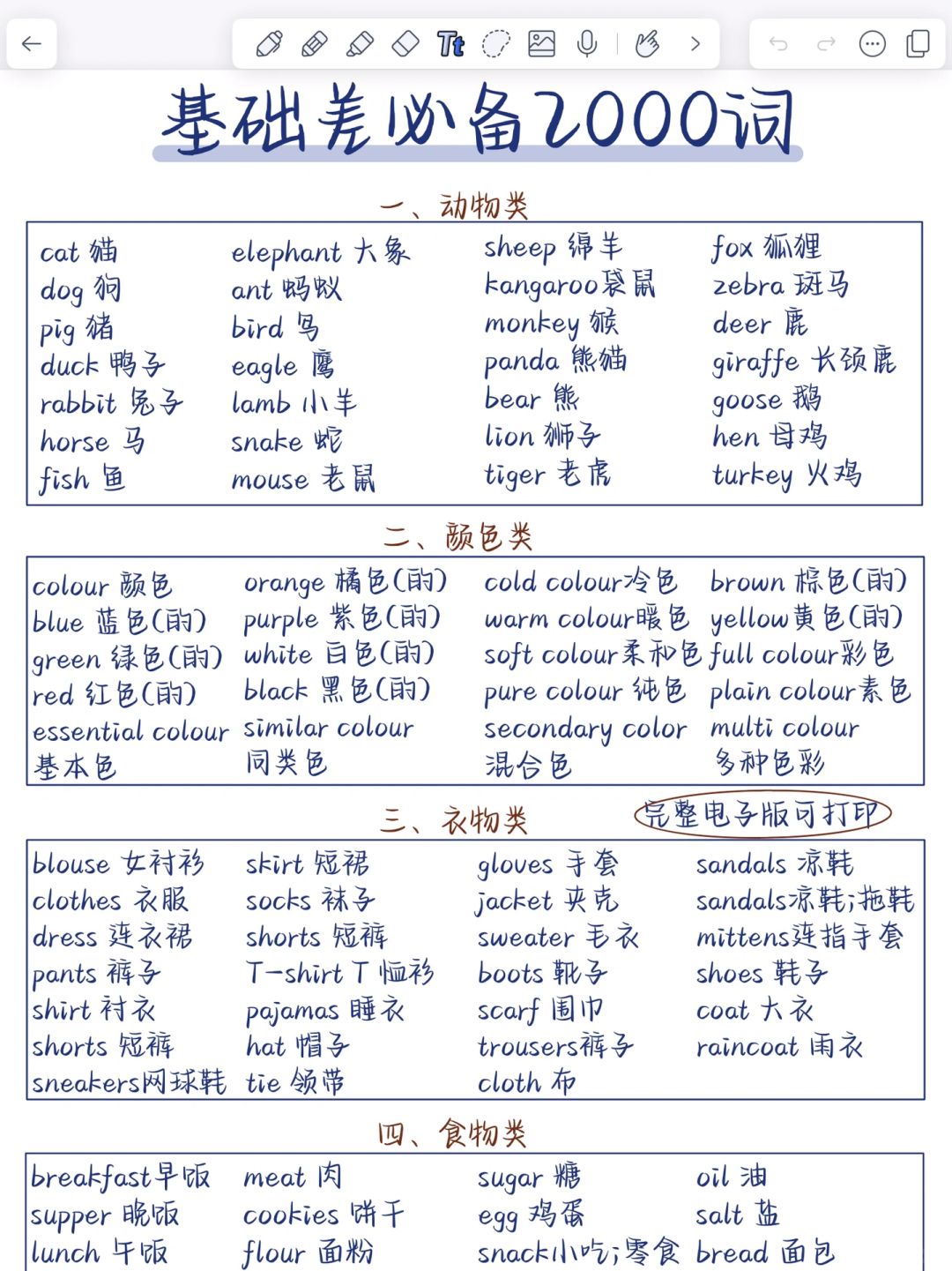 英语零基础必备2000词！分类记忆！词汇量暴涨！