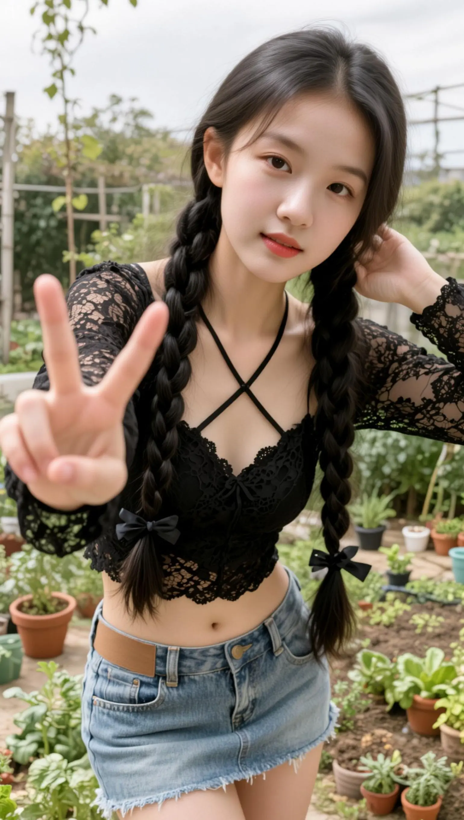 AI双辫田园照 随变ai随便玩