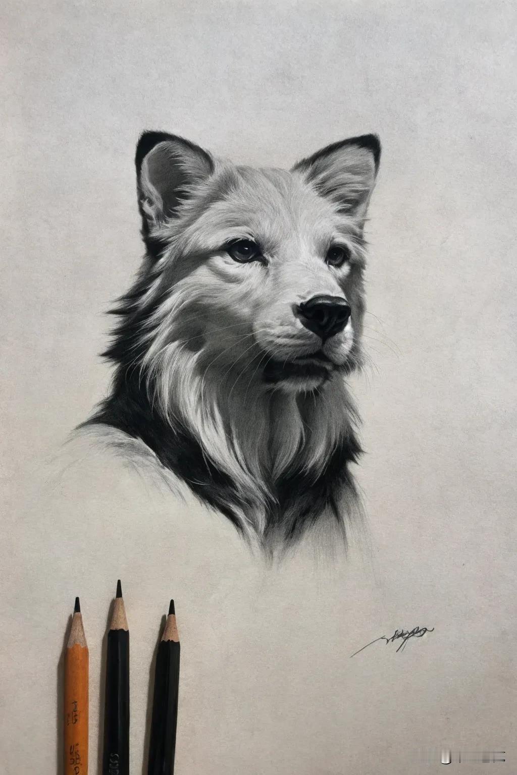 【素描分享】画犬成行，墨染青苔。
#春日生活打卡季# 
#手绘动物工笔画# #素
