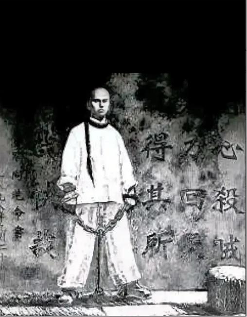1898年，谭嗣同被慈禧关押在监狱中，妻子李闰买通狱卒终于看到了谭嗣同，李闰哭喊