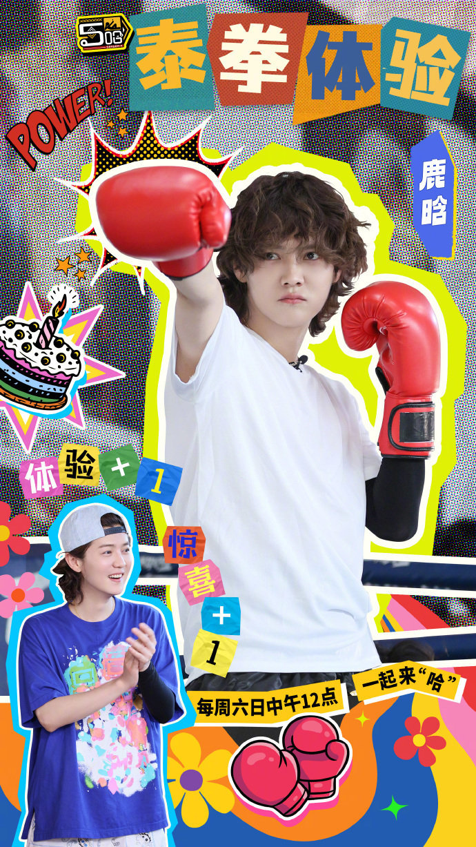 #鹿晗体验泰拳# 小鹿解锁泰拳新体验~卷毛小鹿带拳套有点Q怎么肥四[doge]#