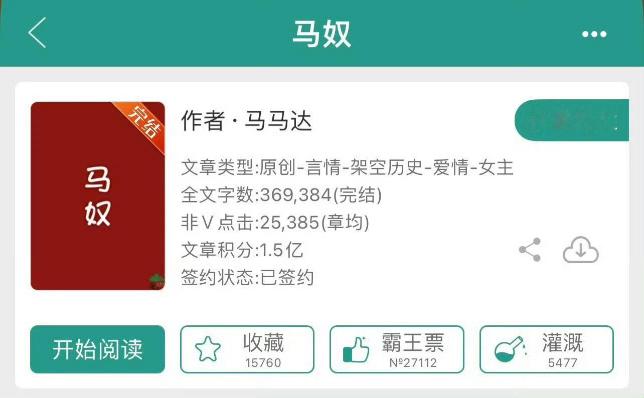 小说推荐：《马奴》 作者:马马达简评：武力值超高小郡主vs高岭之花状元郎，女宠男