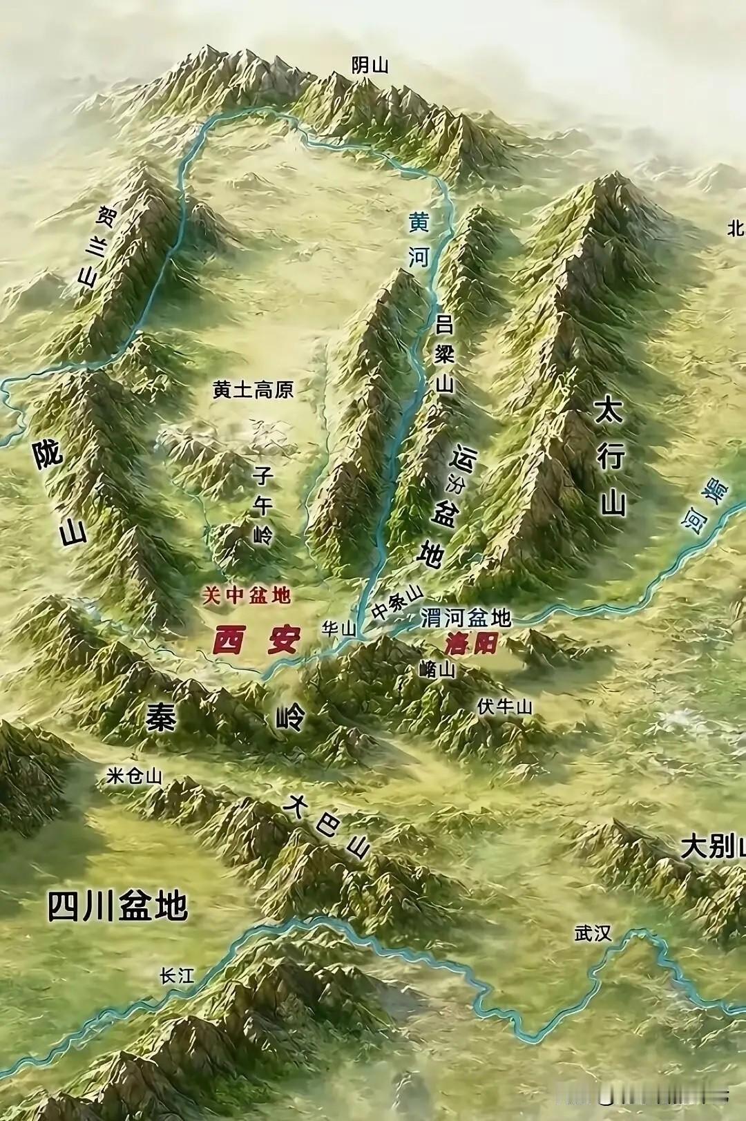看到这张地图，我们能看出，古代曾经将西安定为都城的王朝，游牧民族的威胁就像悬在头