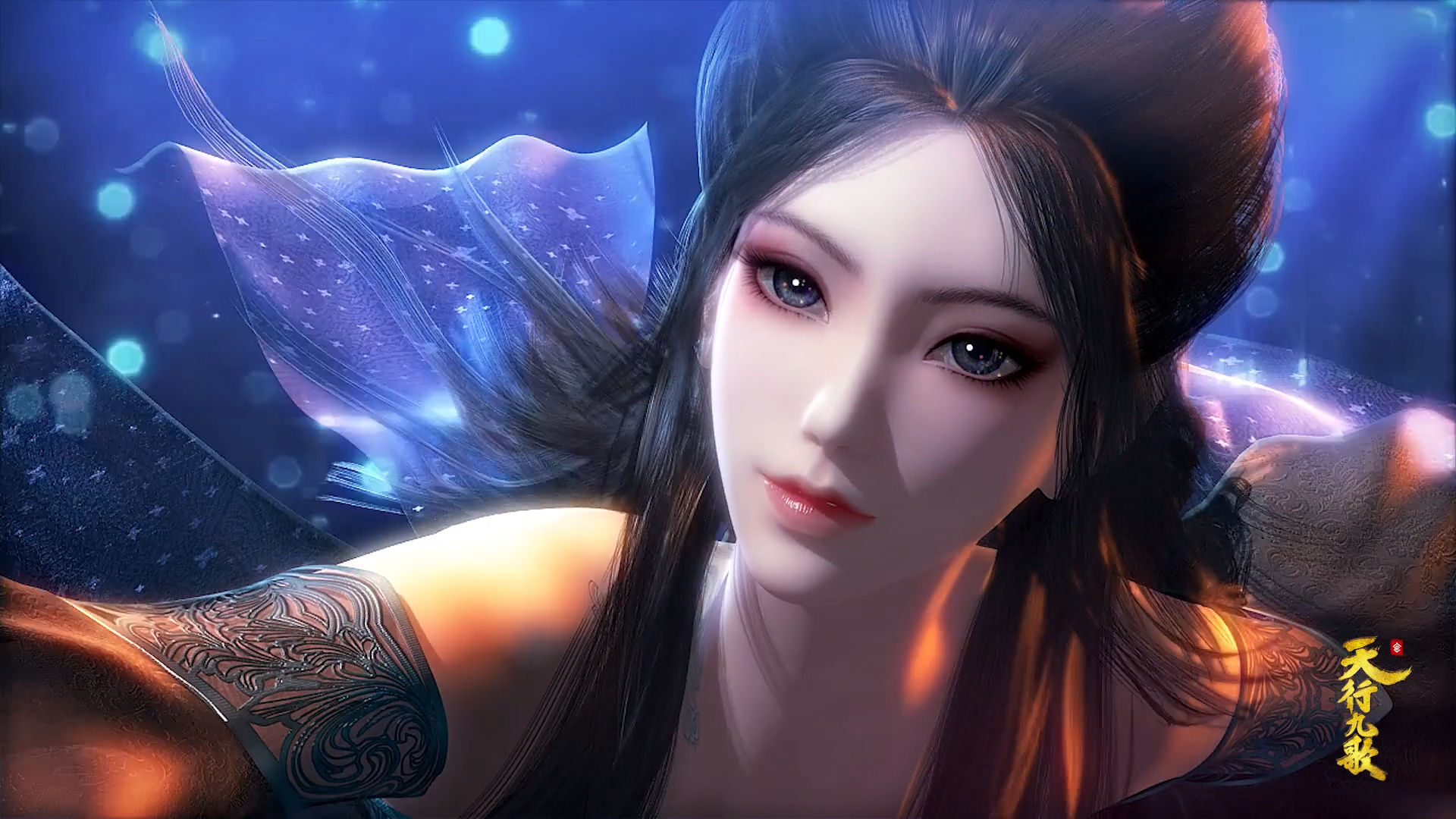 焰灵姬1124生日快乐 天行九歌焰灵姬焰灵姬蓝焰轻舒水袖凉，赤光暗点玉脂香。青丝