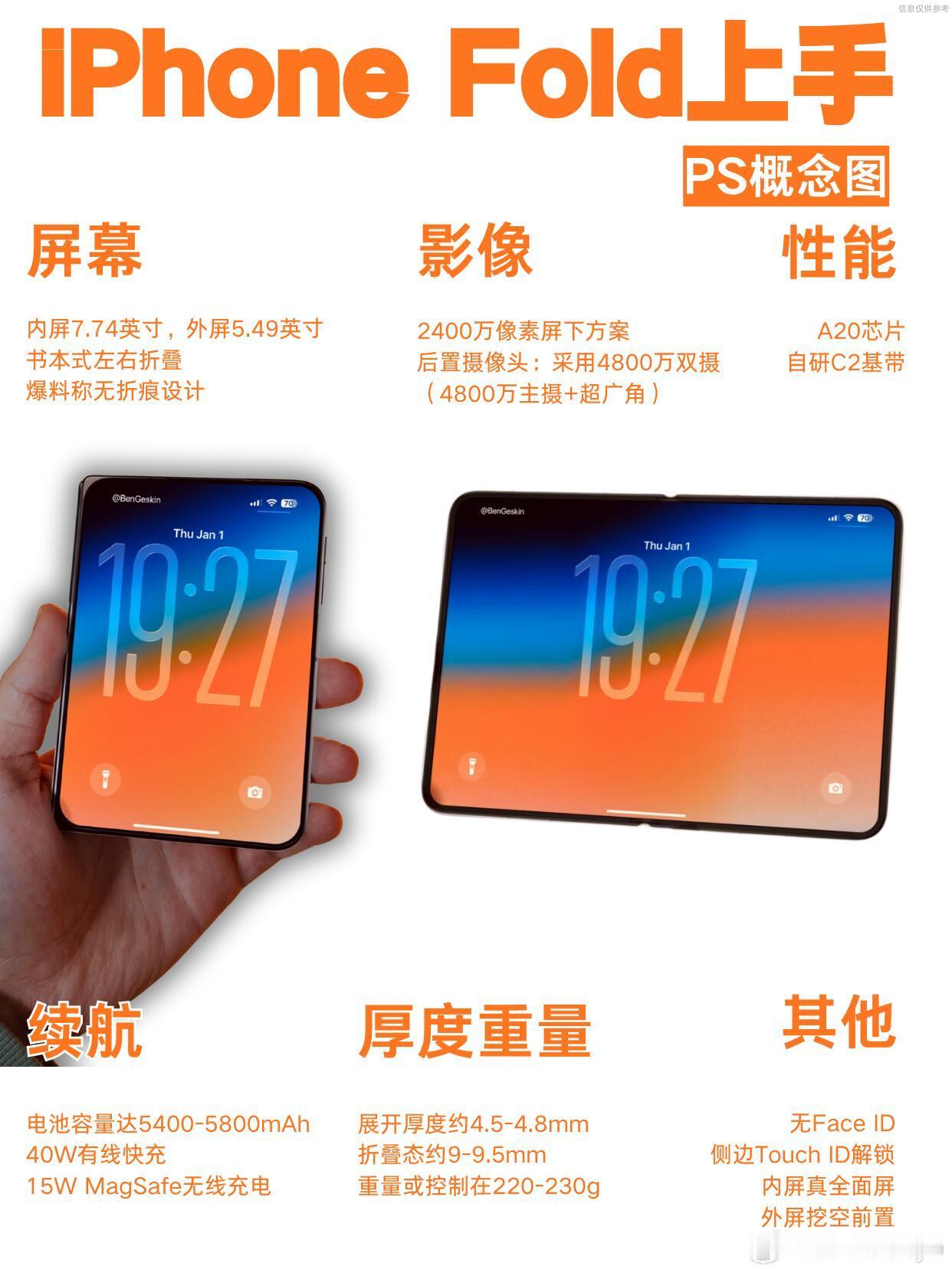 iphoneFold上手iPhone Fold上手图也曝光咯（PS概念图），可以