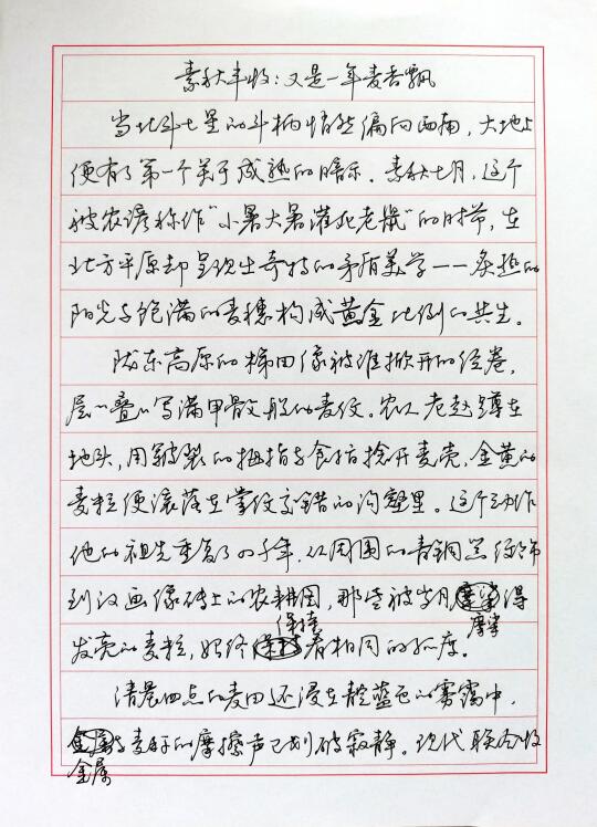 硬笔散文摘抄《素秋丰收:又是一年麦香飘》