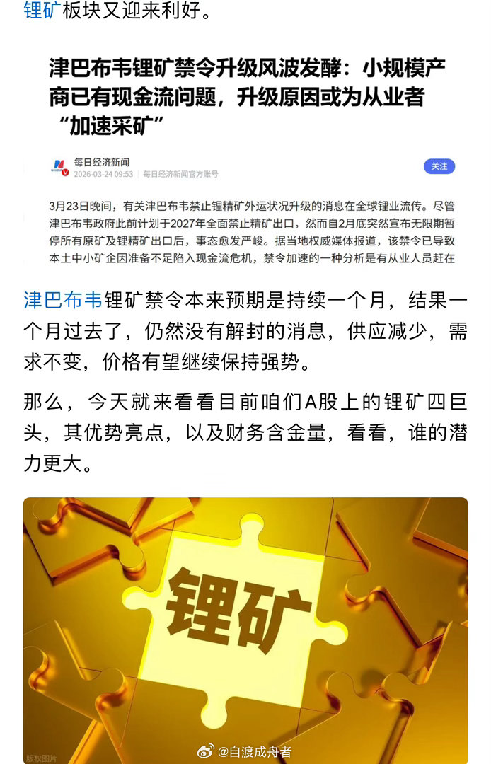 四大锂矿，谁的潜力更大。 