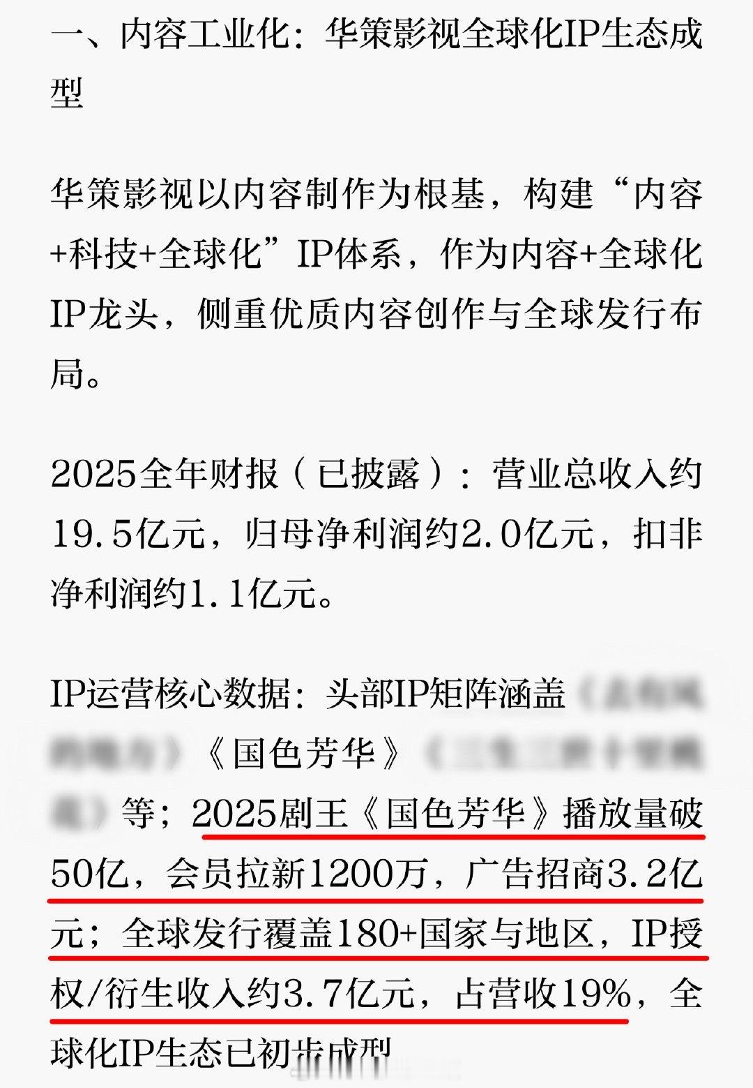 杨紫《国色芳华》被华策财报认证为2025年剧王，播放破50亿，拉新1200w，招