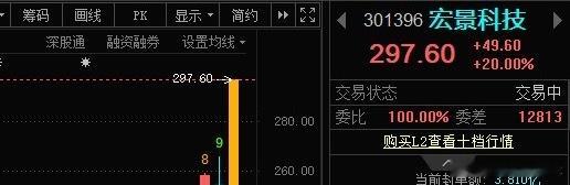 嗯，宏景科技301396喜提20CM大长腿 