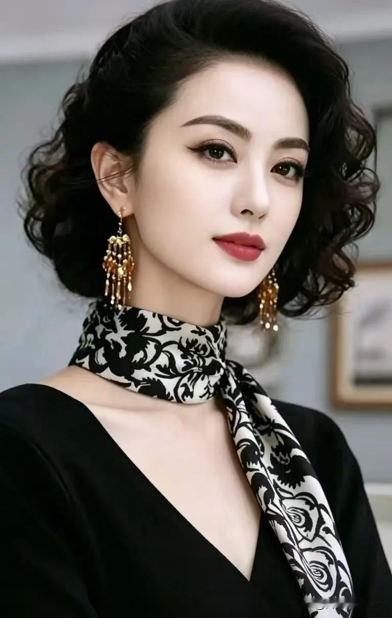 减字木兰花·雅韵
 
云鬟卷曲，金坠摇光眸似玉。
素韵凝香，丝巾轻绕映玄裳。
 
