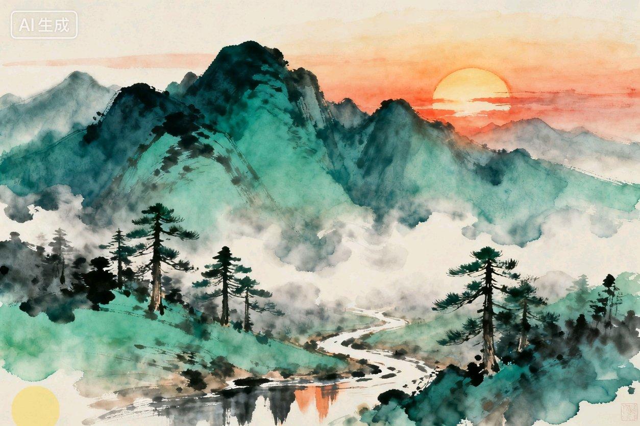 上联：细雨无声芳草绿，求邀下联细雨无声芳草绿，斜晖不语远山青