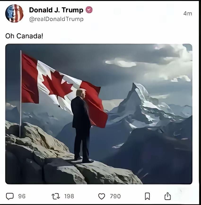 站在山巅俯瞰加拿大🇨🇦，美国总统特朗普下一个目标呼之欲出，将加拿大吞并为美国