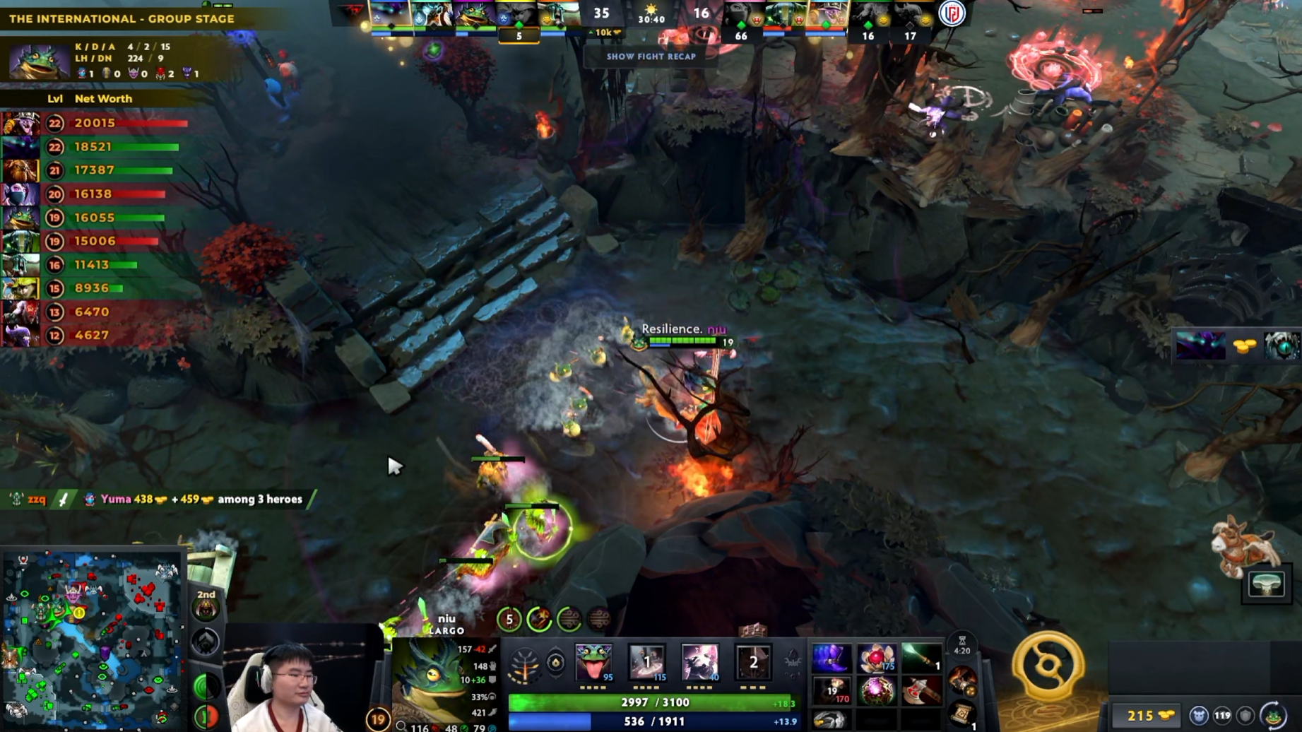 DOTA2TI15 瑞士轮0-1组TR对阵LGD战队BO3第一局，经过65分钟，