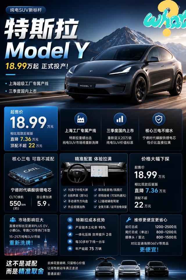 18.99万的特斯拉Model Y又把汽车圈搅热了！
如果真像海报里说的那样，把