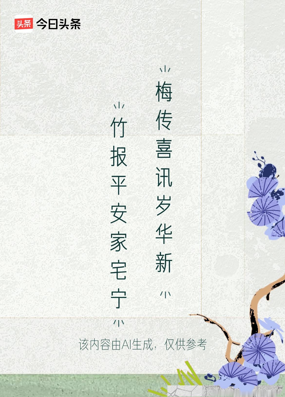 竹子象征着平安顺遂，有了它，家宅安宁又温馨；梅花傲立寒冬，带来春的喜讯，寓意新的