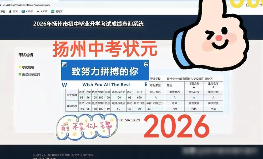 扬州中考状元！满分 780 分，考了 769 分， 仅失掉 11 分！平均一门扣
