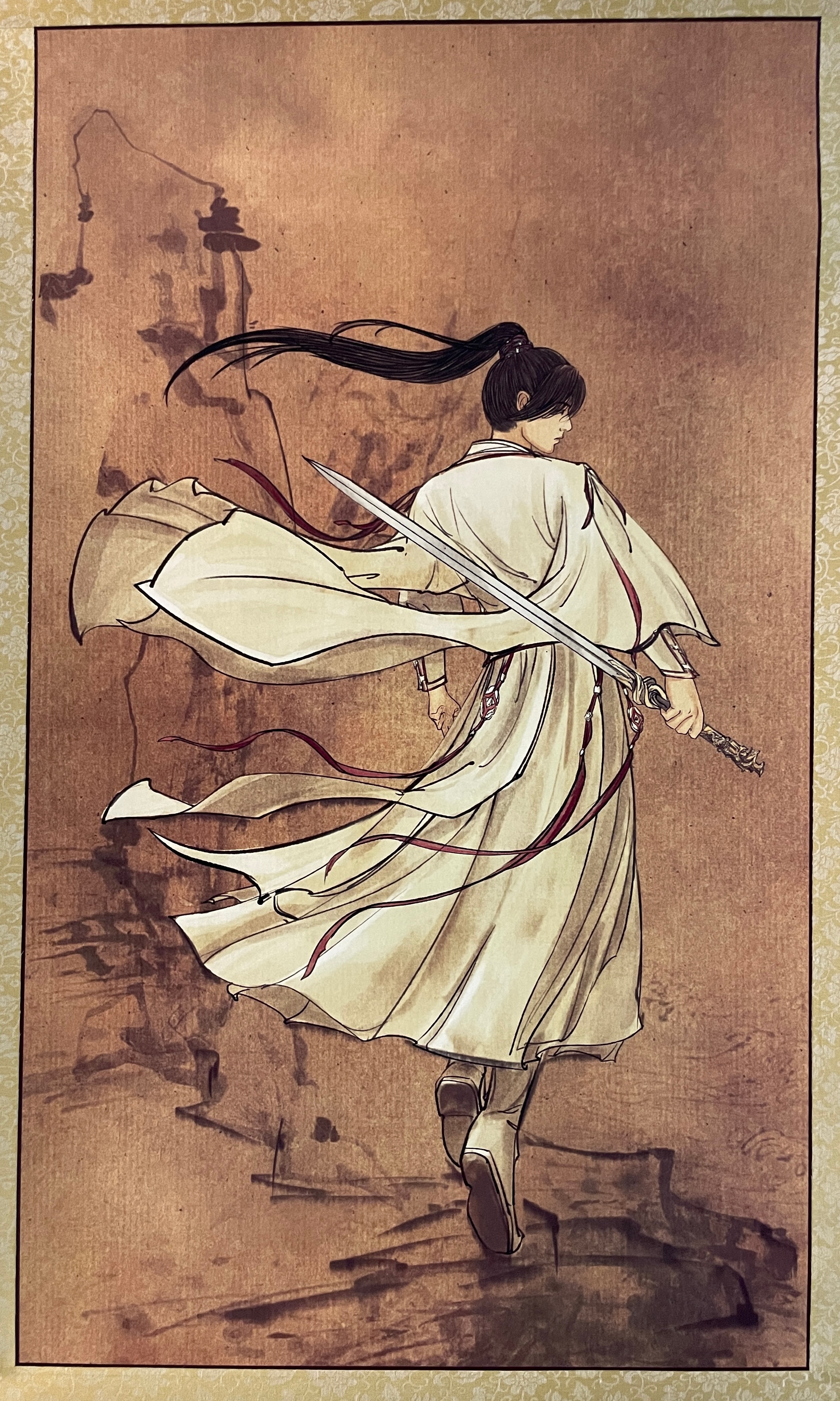 晚上，把《莲花楼》李相夷卷轴挂出来欣赏了一会！心满意足！！从小到大的慕强本性啊，