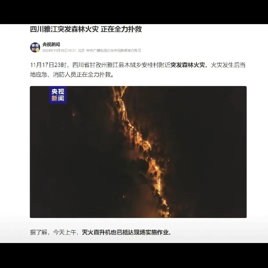雅江森林火灾：惊心动魄后的胜利曙光

在这个看似平静的日子里，四川省甘孜州雅江县