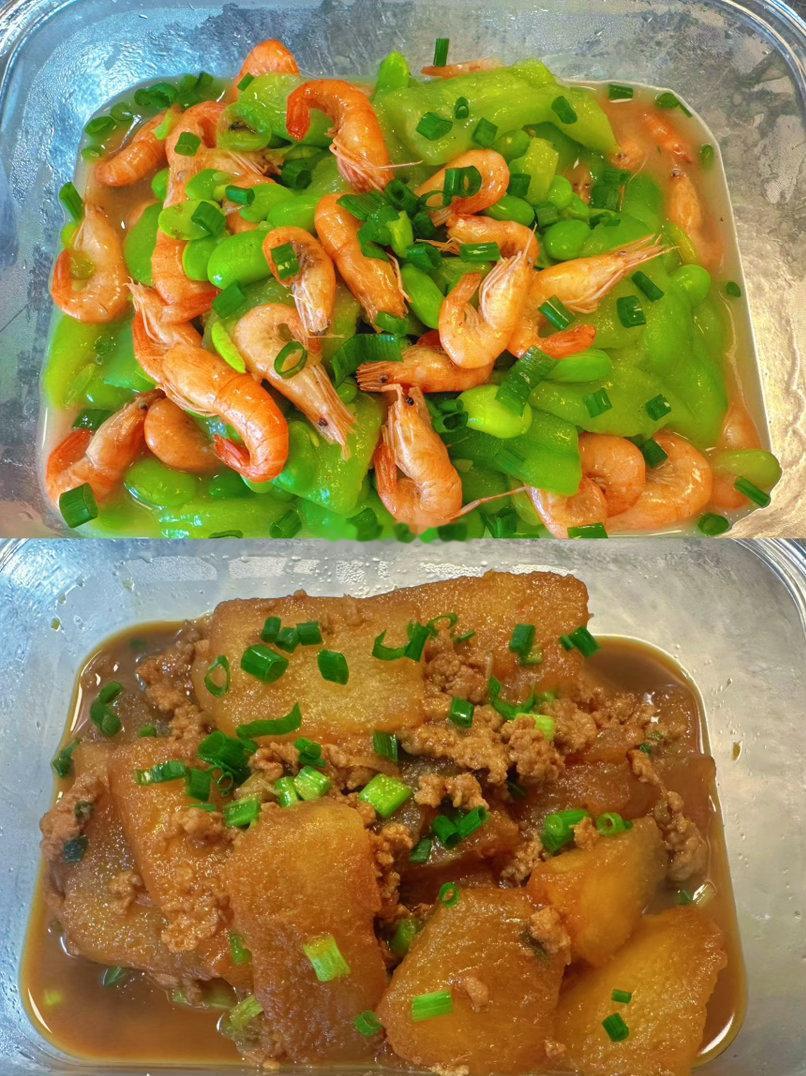 今日宵夜 | | 丝瓜烧河虾~ 肉沫冬瓜～排骨山药汤[干饭人]恰一点🥢，开心时