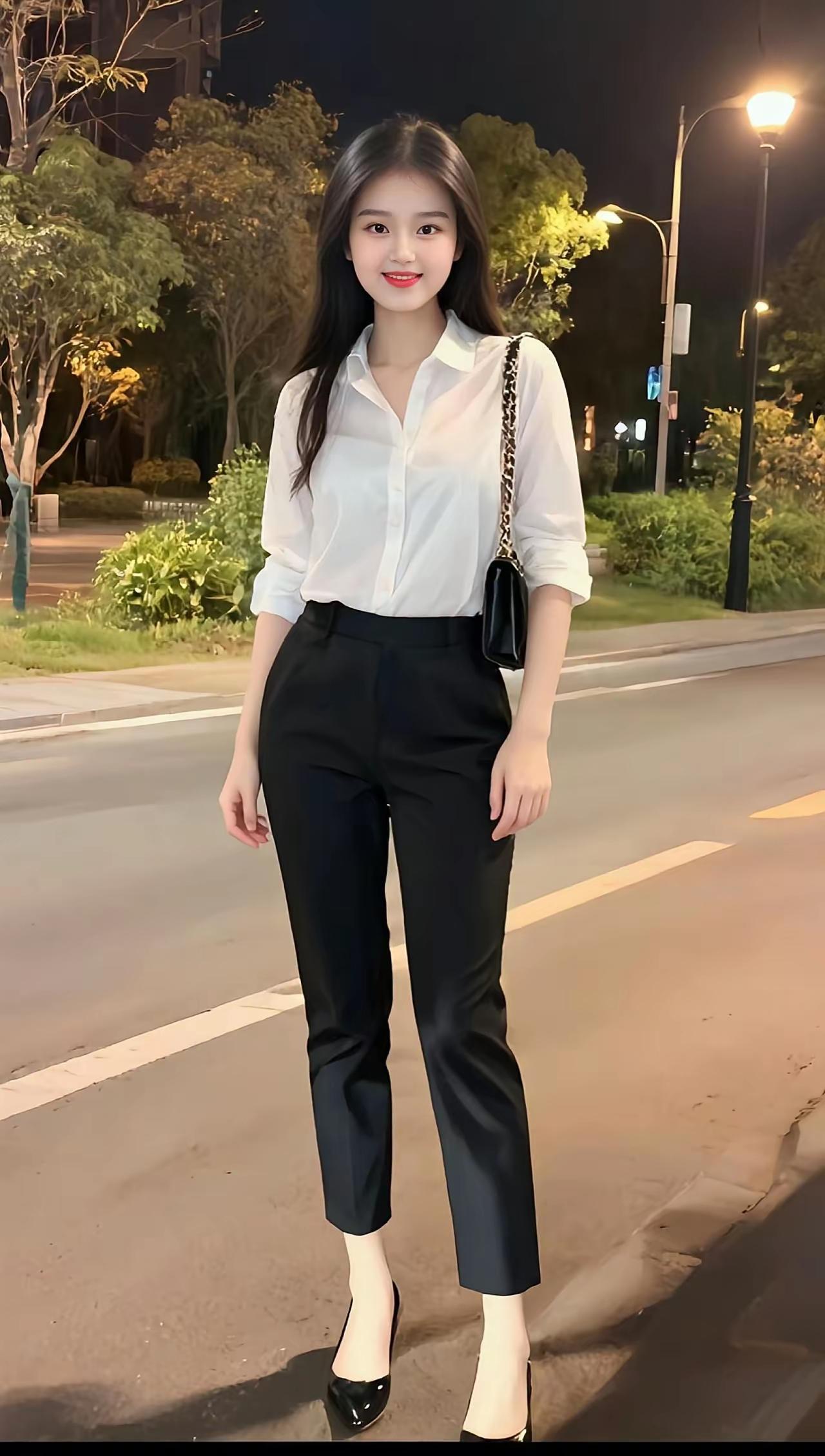 都市夜色下的优雅穿搭，黑白配尽显时尚感！