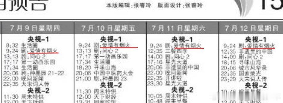 爱情有烟火二轮上星cctv1我们爱情有烟火一轮央8 4号刚结局，9号就二轮上央1