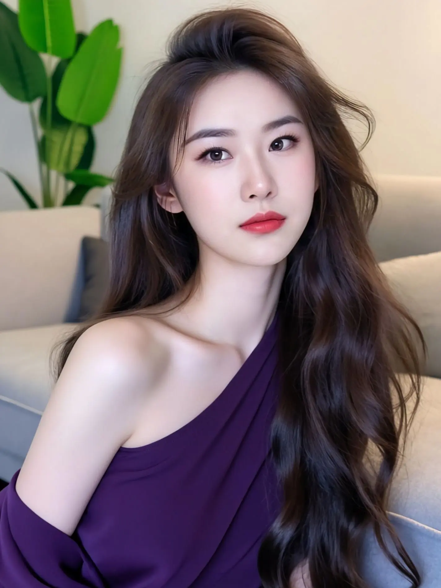 AI紫衫卷发照 ai创作