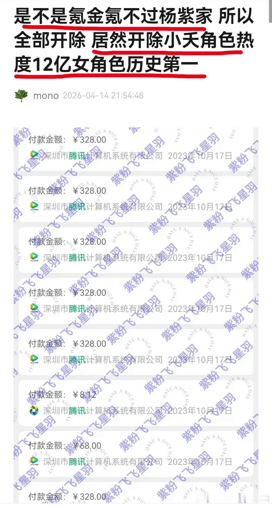 腾讯剧集女性角色热度值谁说剧粉没花钱，我看剧都为小夭花了钱的，🏆小夭的12亿热