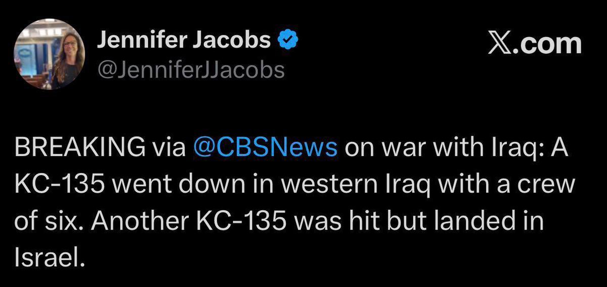 🔻据osint报道，有未经官方确认的图像显示一架受损的美国空军 KC-135 