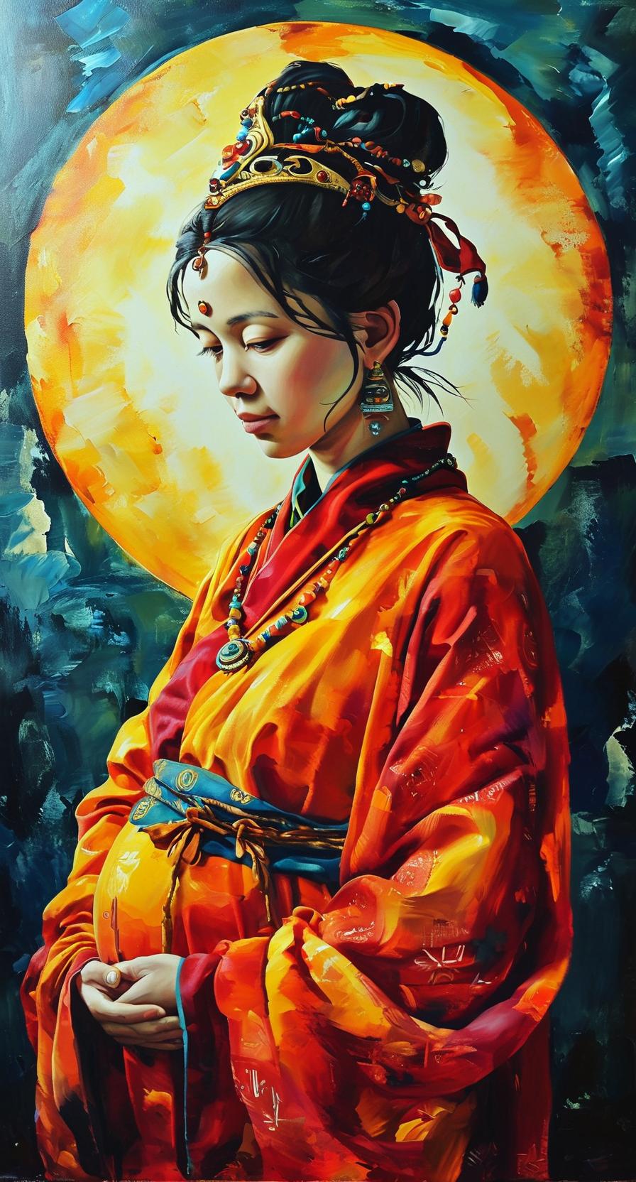 《愣严经》卷七(四)
48
孕母念咒语，福慧伴胎生，
求子愿速成，智慧自相随。