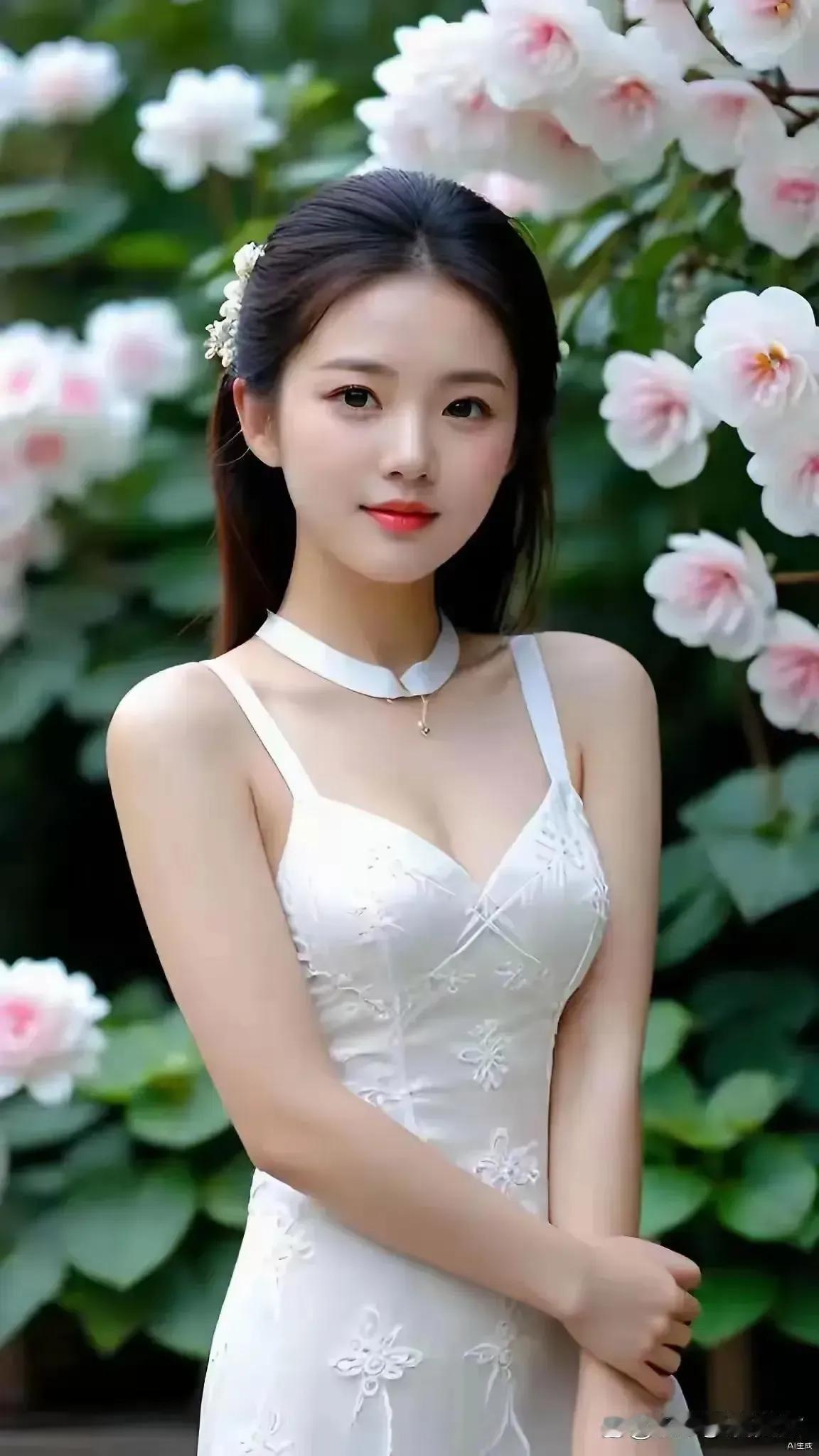 眉态娇柔惹人怜
眼波如水润心田
盈盈浅笑映花颜
娇媚丛中醉美妍