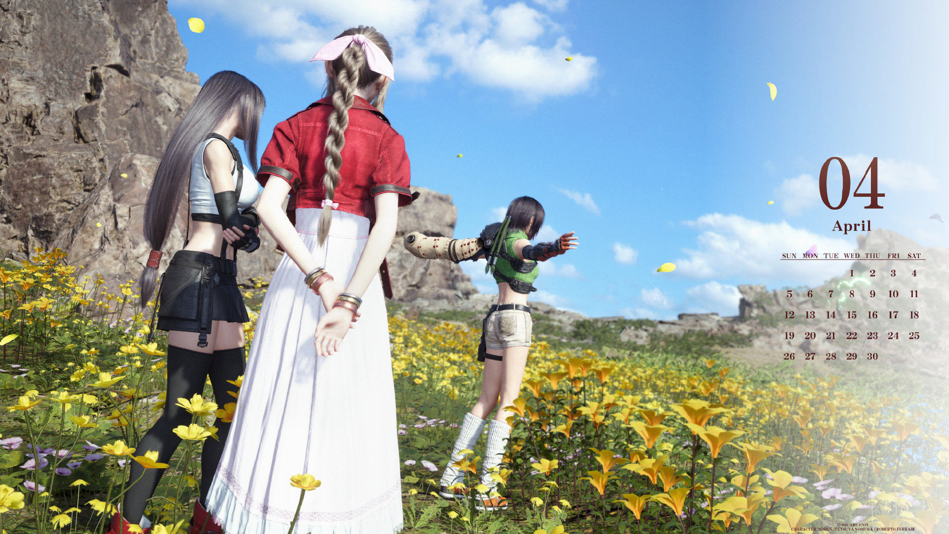 来着《最终幻想7重制版》的四月日历壁纸。 