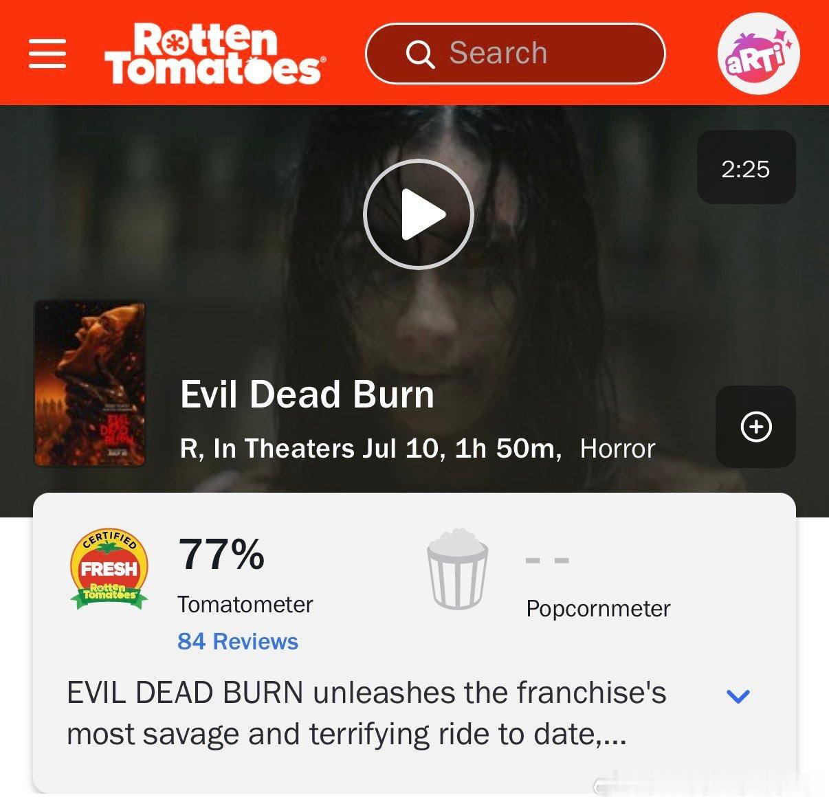 鬼玩人 《鬼玩人炼狱EVIL DEAD BURN》在 Rotten Tomato