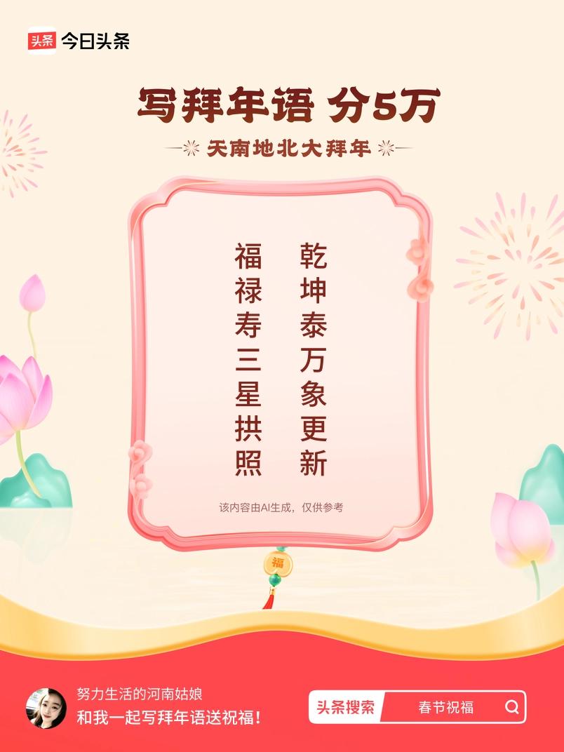 写拜年语送祝福新春拜年送祝福！我的祝福是：“福禄寿三星拱照，乾坤泰万象更新”！快