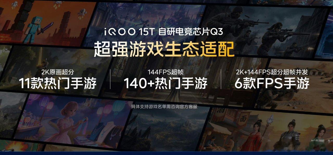 iQOO15T6款热门的FPS手游支持2K+144FPS超分超帧并发。一边开2K