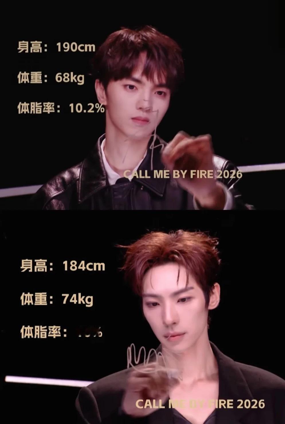 哥哥们的体脂都标出来了 
