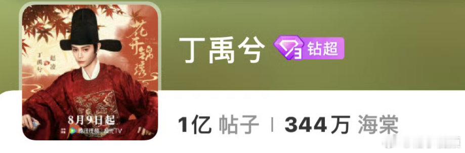 丁禹兮超话帖子破1亿希望后续剧集热播，超话还能继续刷新新纪录 丁禹兮超话的发帖量