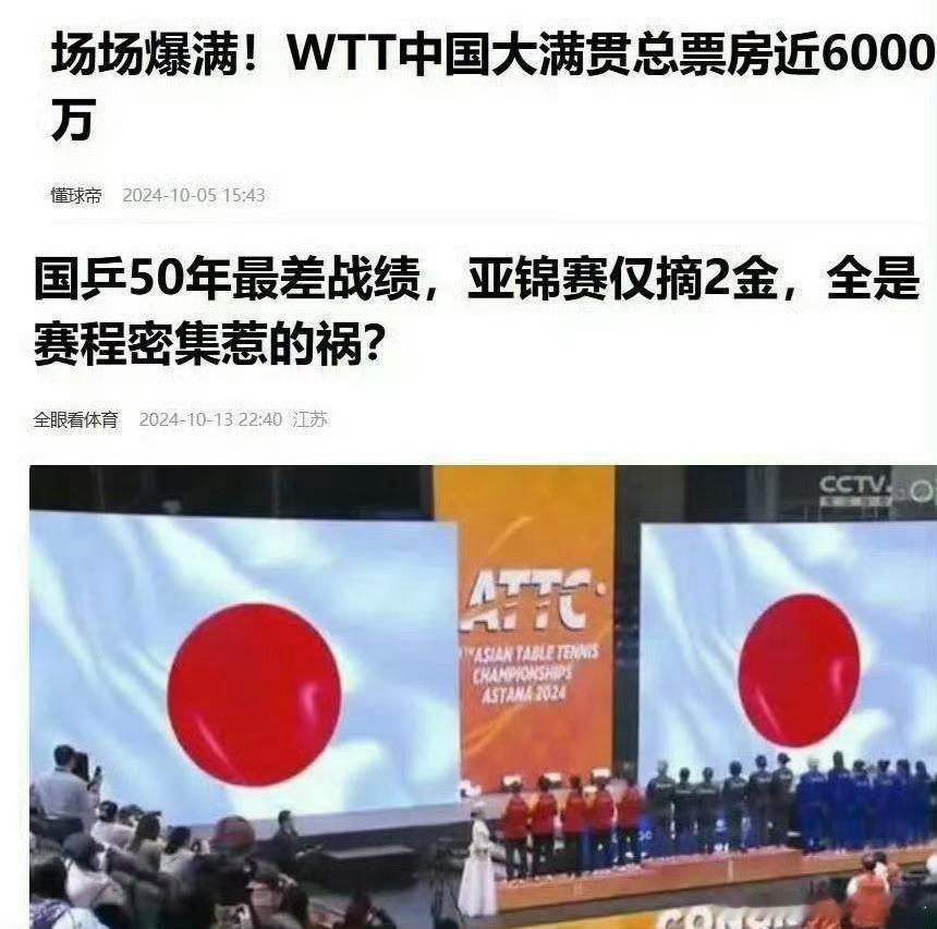 奥运会后没有樊振东参加的升国旗比赛，已经连续丢掉升国旗的比赛的冠军亚锦赛5个，世