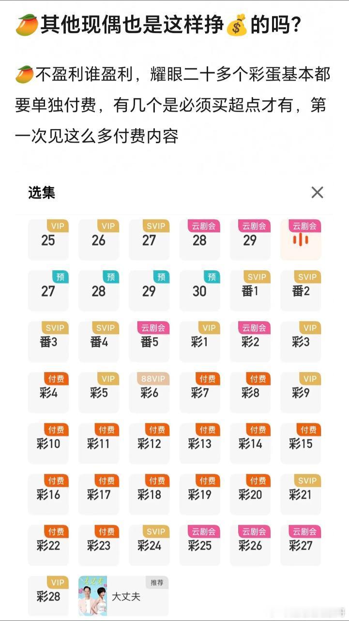 芒果的⭕米程度远超我想象 彩蛋都要付费解锁甚至都要开超点才能观看 