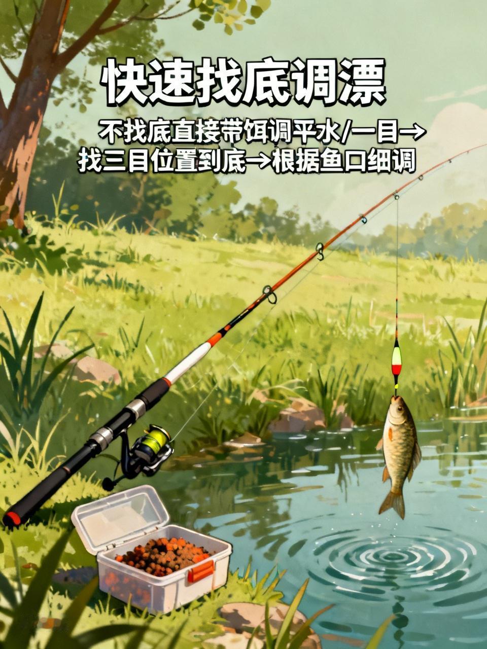 不找底，直接带饵调平水或者一目，然后找三目位置，到底，开钓，根据鱼囗，做出细调，